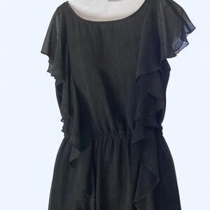 BCBG Black sleeveless dress with ruffles, fully lined S